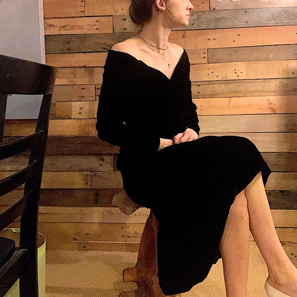 Vintage Dresses & Skirts - Vintage Black Velvet Dress